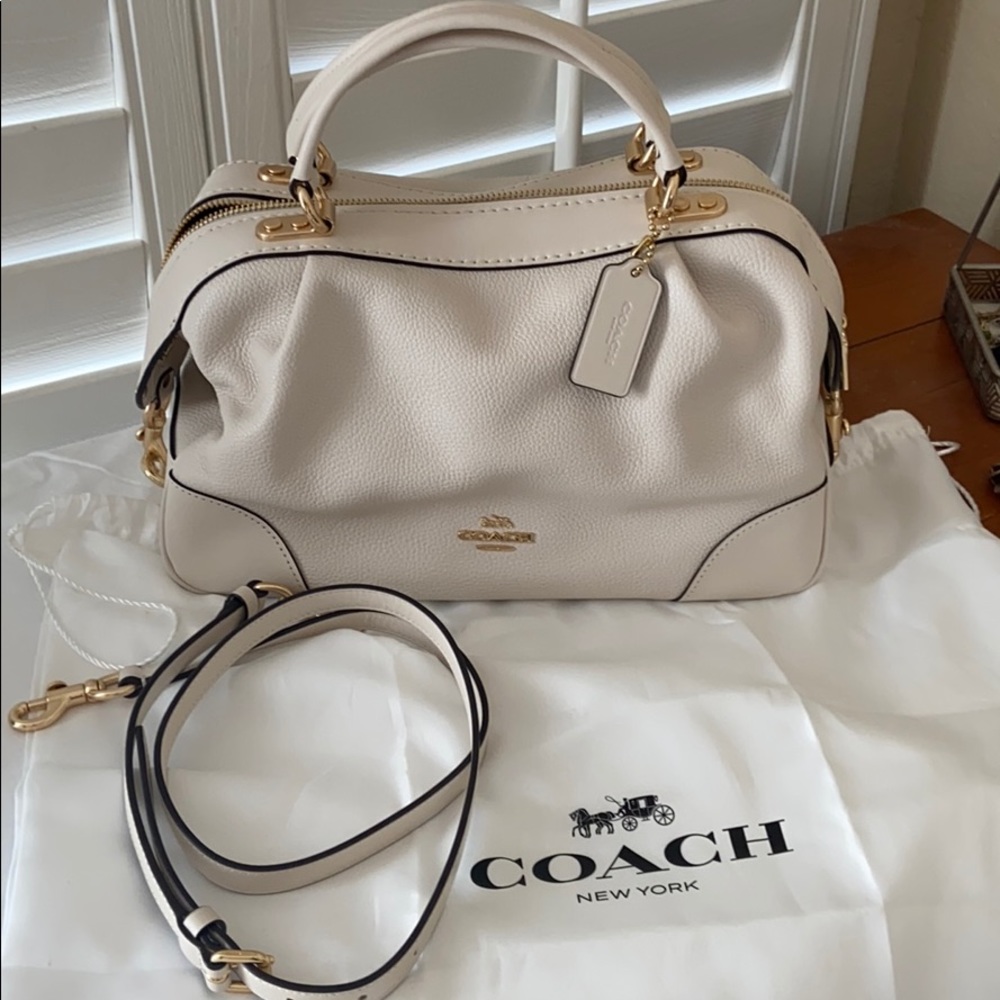 Coach Lane Medium Polished Pebble Leather Satchel